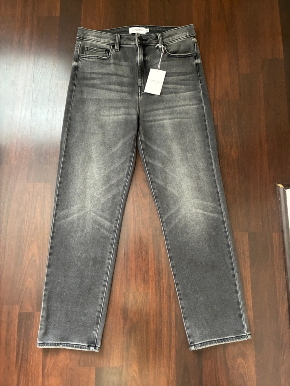 Carly Jean Los Angeles Faded Black Straight-Leg Jeans